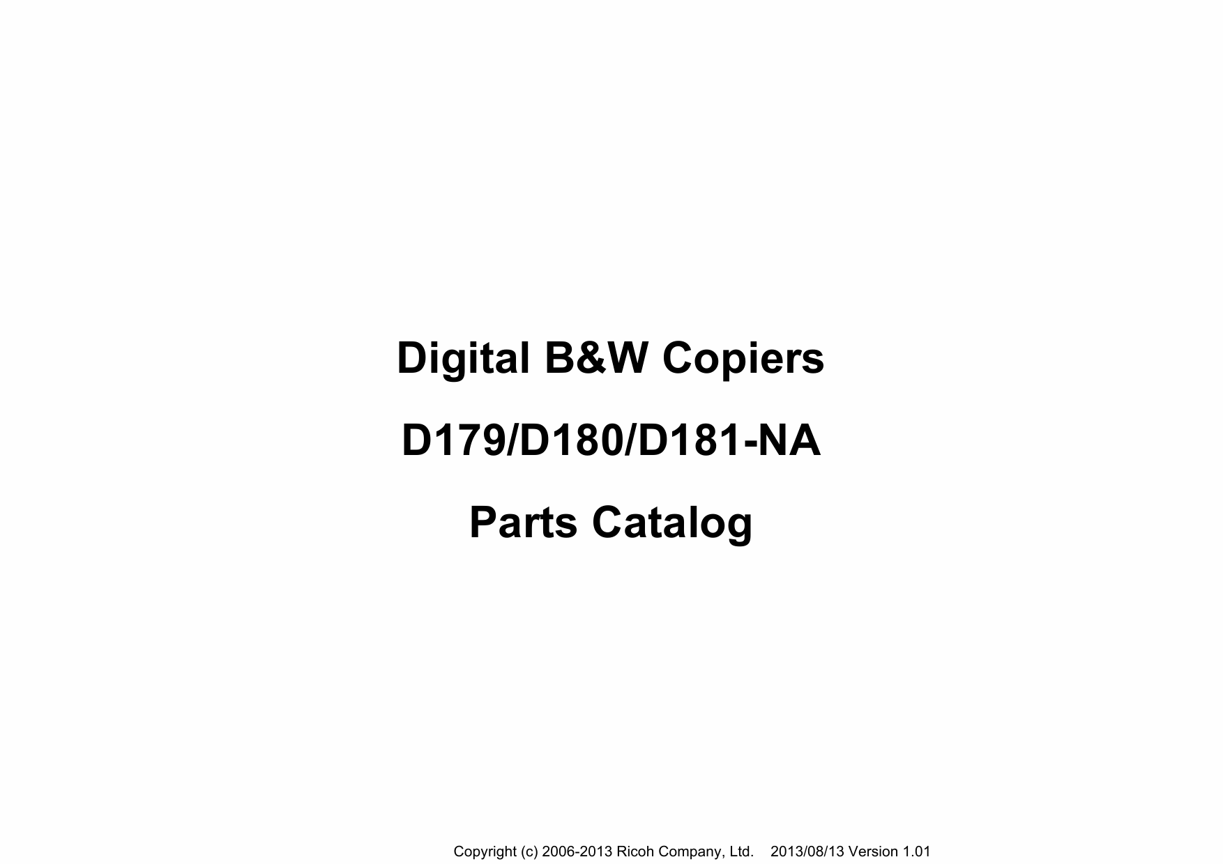 RICOH Aficio Pro-8100EX 8110S 8120S D179 D180 D181 Parts Catalog-1